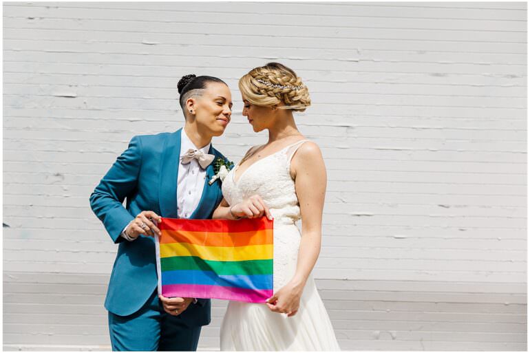 LGBTQ Wedding with Pride Flag