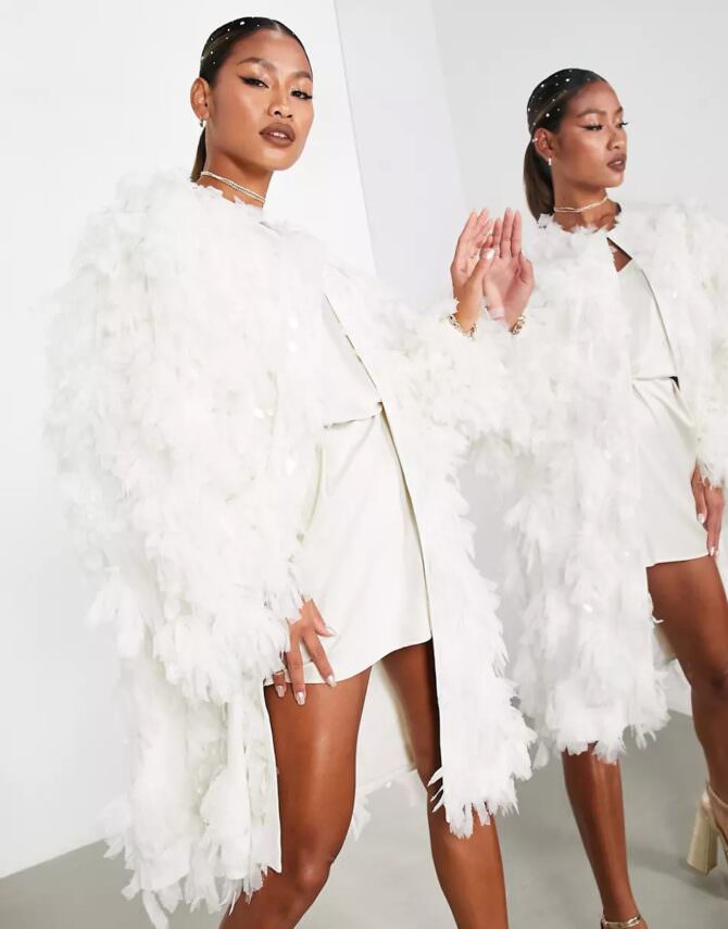 Bridal feather clearance jacket