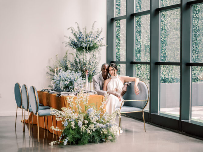 Brooklyn Wedding at The Atrium Blue and White