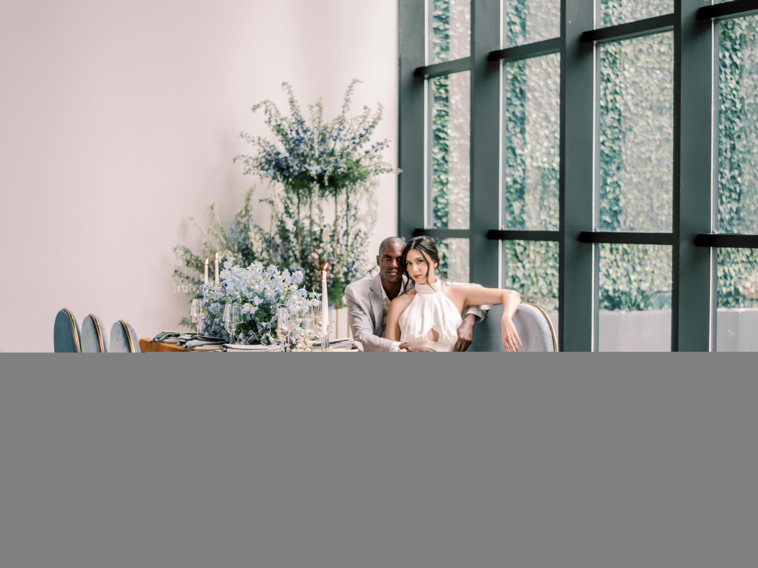 Brooklyn Wedding at The Atrium Blue and White