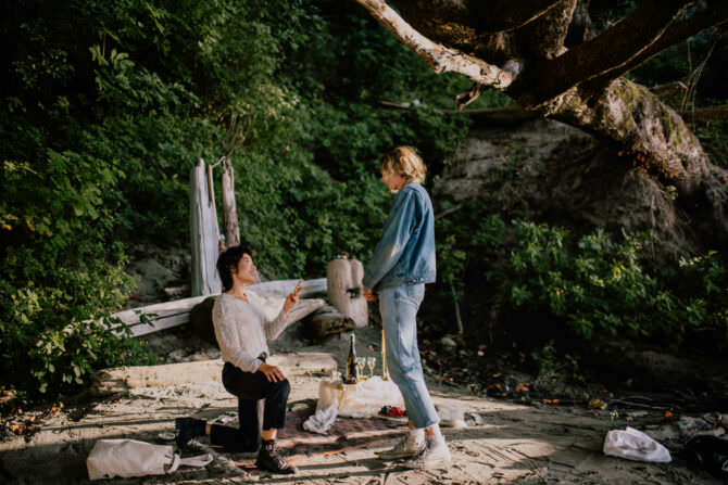LGBTQ Proposal at Tower Beach in British Columbia