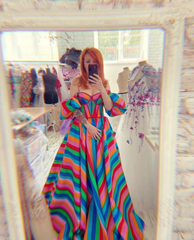 Rainbow Stripe Wedding Dress