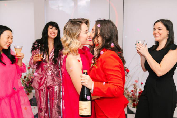 Bright Pink Modern Brooklyn LGBTQ Wedding