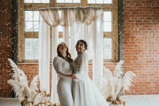 LGBTQ Boho Wedding Inspiration at UK Venue Giraffe Shed