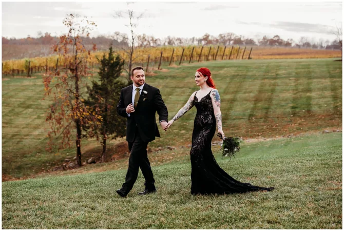 Black Wedding Dress Moody Fall Wedding in Virginia - Love Inc. Mag Black Wedding Dress Moody Fall Wedding in Virginia