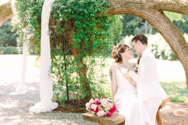Pink and Marseille Bleu Wedding