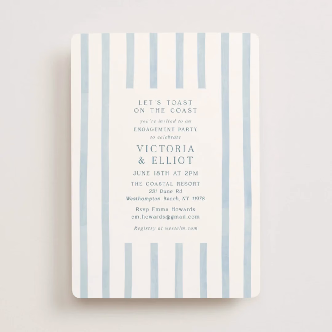 coastal engagement party invitation minted - Engagement Party Invitations: What to Know, Plus Our Editor Picks Coastal-themed engagement party invitation with beach-inspired design from Minted