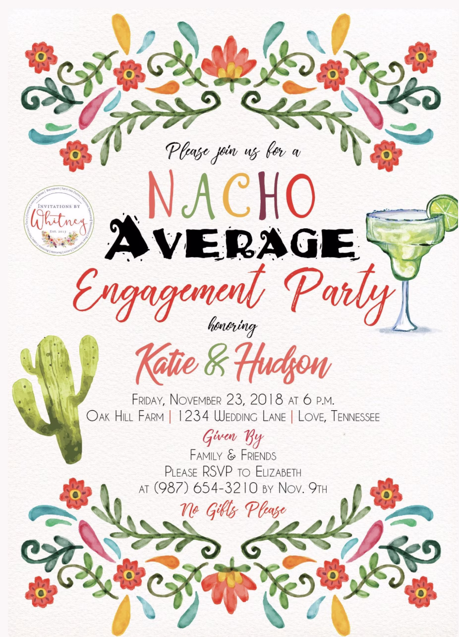 fiesta engagement party invitation etsy - Engagement Party Invitations: What to Know, Plus Our Editor Picks Nacho-themed fiesta engagement party invitation from Etsy