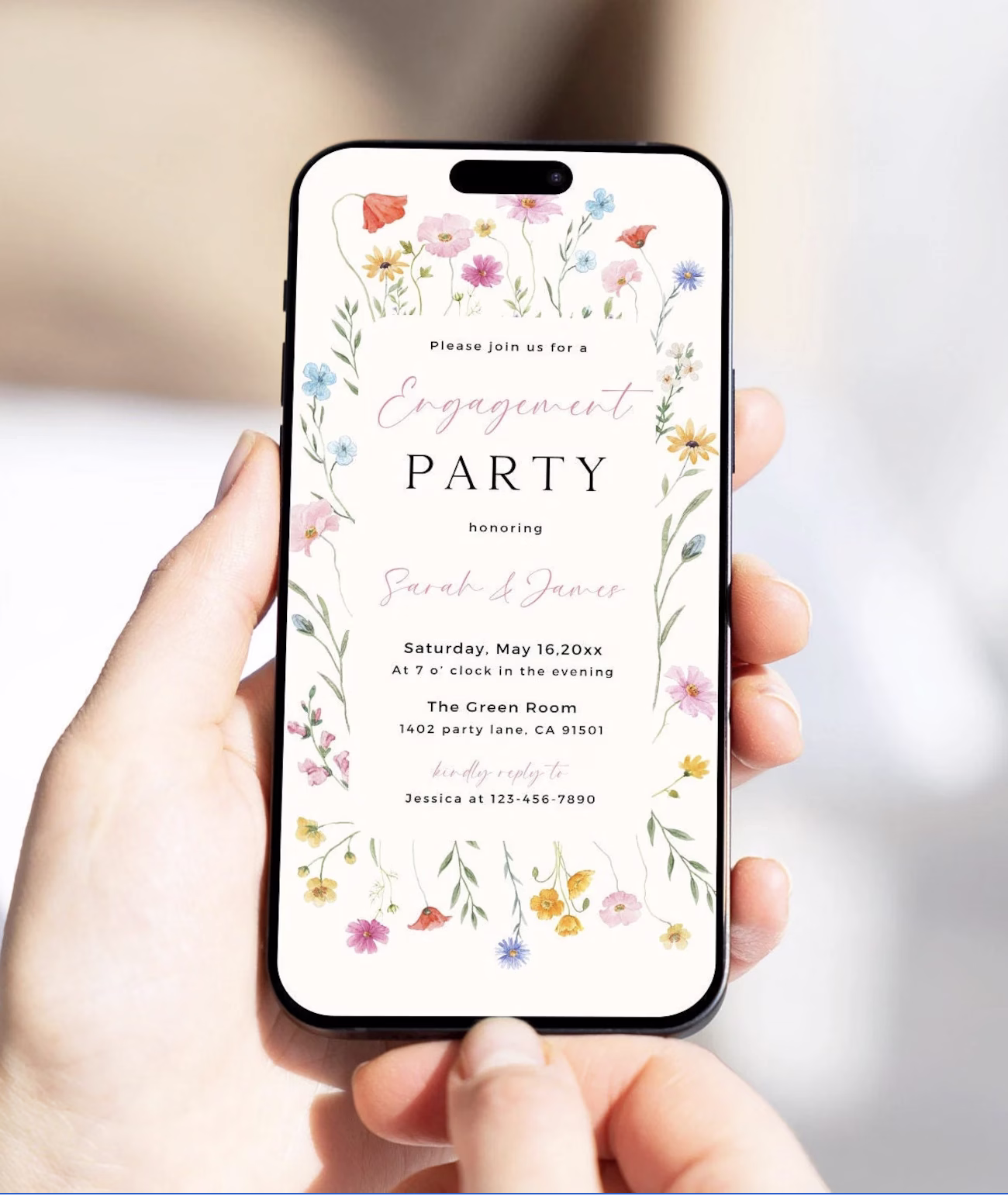 floral digital engagement party invitation etsy - Engagement Party Invitations: What to Know, Plus Our Editor Picks Wildflower digital engagement party invitation template from Etsy