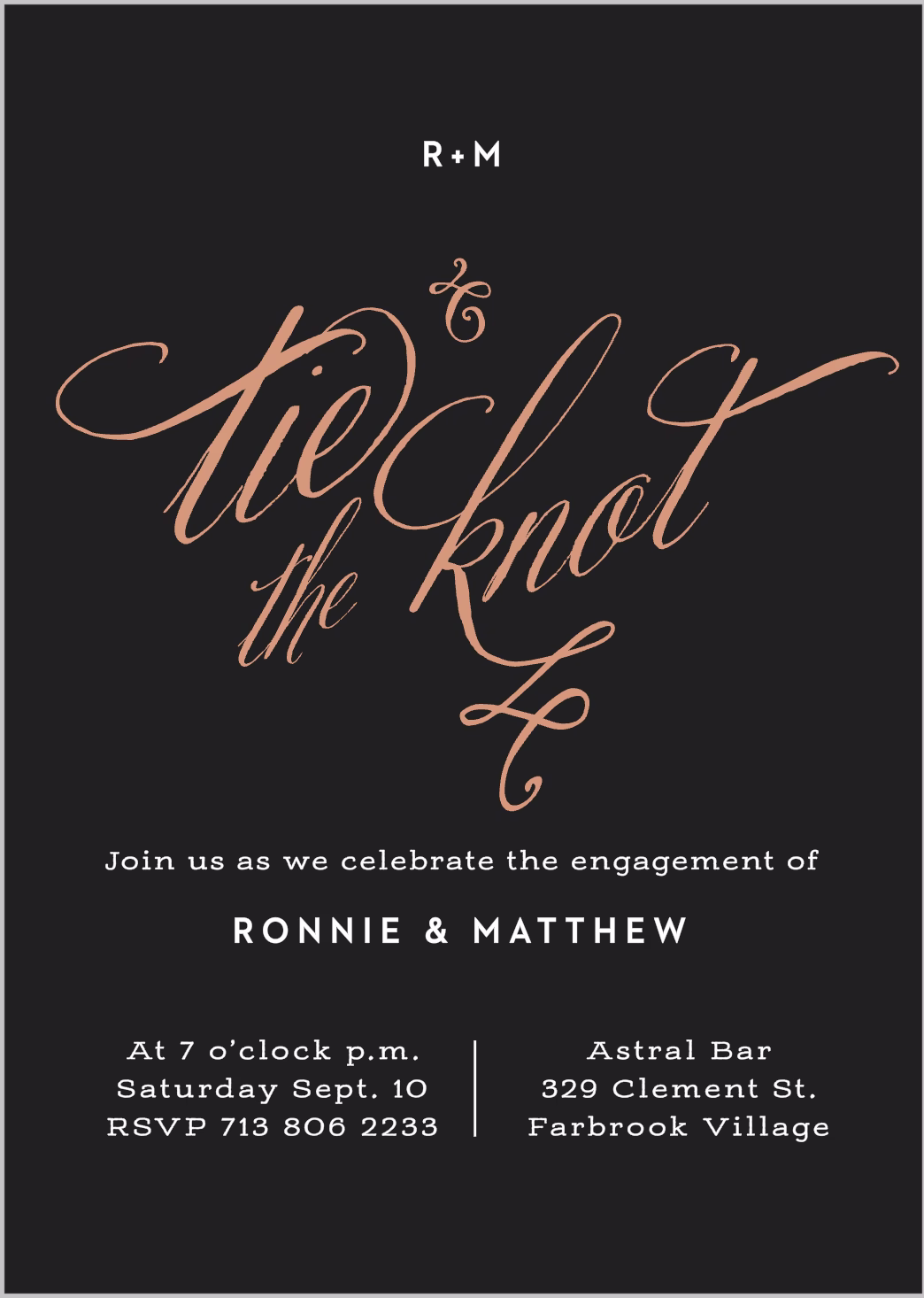 formal foil engagement party invitation basic invite - Engagement Party Invitations: What to Know, Plus Our Editor Picks Black tie foil engagement party invitation with modern elegant design from Basic Invite