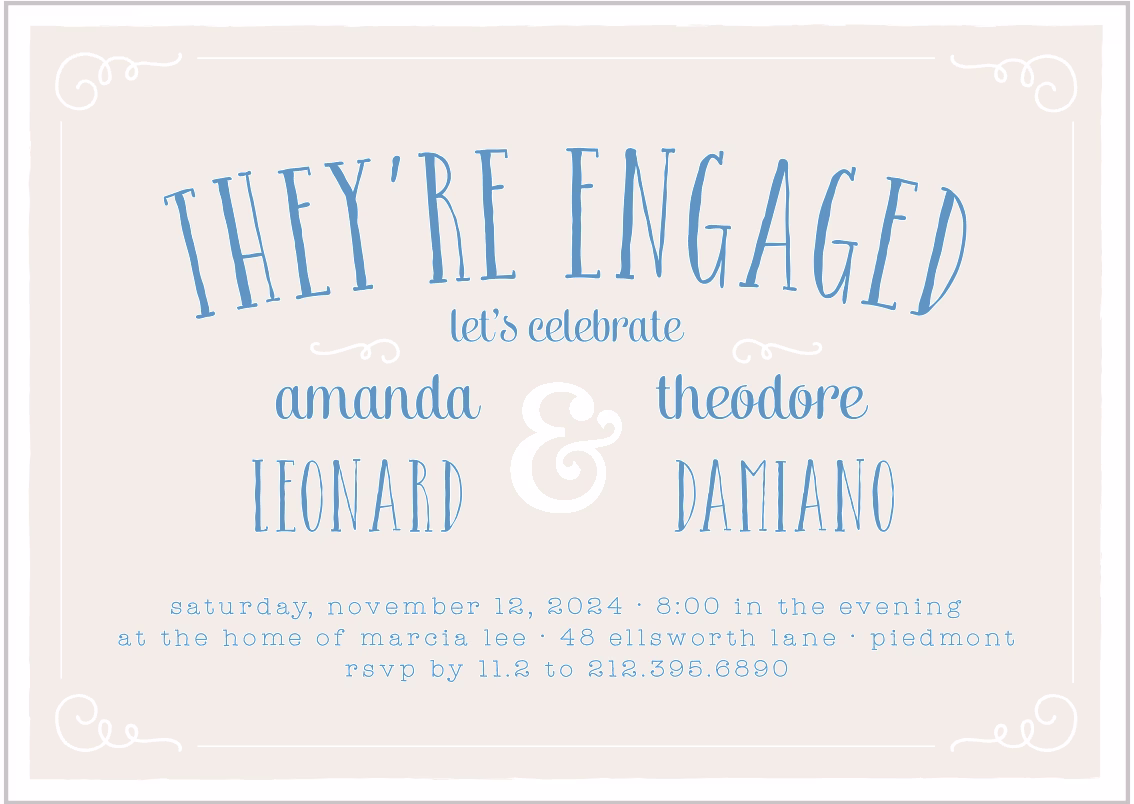 vintage engagement party invitation basic invite 1 - Engagement Party Invitations: What to Know, Plus Our Editor Picks Vintage-inspired engagement party invitation from Basic Invite
