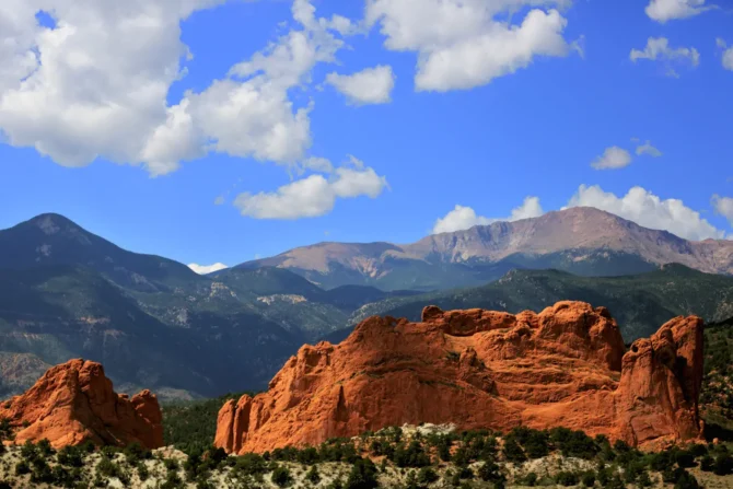 Scenic view of rocky mountains and blue sky.