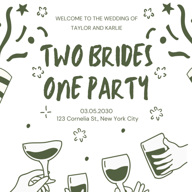Two Brides Wedding Cocktail Napkins Free Template
